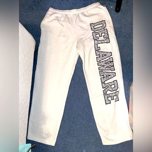 Large Women’s White / Zebra University of Delaware Sweatpants - *ONLY WORN ONCE*